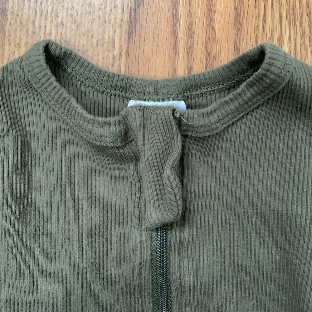 Mebie Baby Organic Cotton Ribbed Zipper Footie - Picture 2 of 4